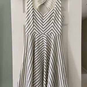 Elegant Striped White and Black Dress